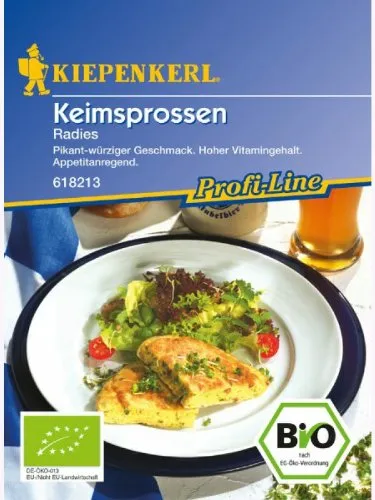 Bio Keimsprossen verschiedene Sorten Alfalfa Radies Brokkoli Weizen Rauke Linsen Zwiebel (Radies)