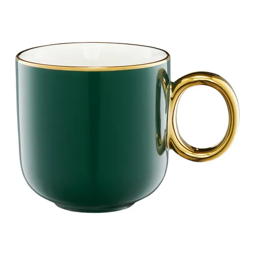 Kaffeebecher Gold Kaffeetasse Porzellan Becher Tasse Royal grün 380 ml
