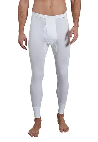 Götzburg Herren Lange Unterhose, Baumwolle, Feinripp, weiß, Uni, mit Bündchen, offener Eingriff 5