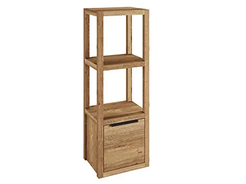 Woodkings Sydney Bad Regal - Schmaler Badschrank aus Wildeiche - Hoch- & Midischränke fürs Bad, 1türig und ideal für kleine Bäder, mit rustikalen Astlöchern und geölter Oberfläche für zusätzlichen Schutz.