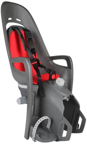 Hamax Zenith Relax Kindersitz rot/grau - Kinderfahrsitz mit verstellbaren Fußstützen und Einhandbedienung für Sicherheit und Komfort. Reflektoren sorgen für bessere Sichtbarkeit, ideal für sichere Fahrradtouren mit den Kleinen.