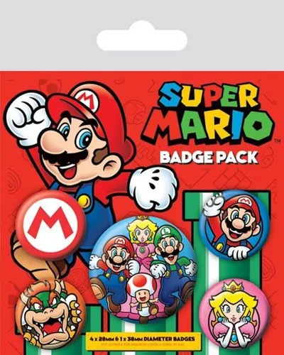 Super Mario Ansteck-Buttons 5er-Pack