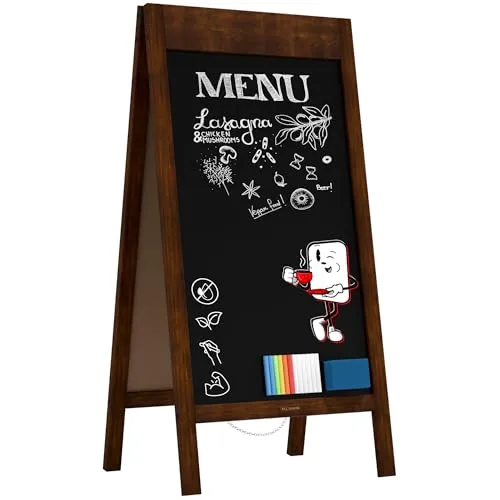 ALLboards Kundenstopper mit breitem Rahmen 100x50cm - Kreidetafel mit kratzfester, beidseitig beschreibbarer Oberfläche, ideal für Gastronomie und Geschäfte, leicht und aus hochwertigem Naturholz gefertigt.