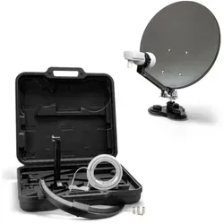 XORO 38,5 cm Camping Satellitenantenne MCA 38 HD Set - SAT-Antenne mit integriertem digitalen Satfinder für einfaches Ausrichten, komplett ausgestattet im praktischen Hartschalenkoffer für unterwegs.