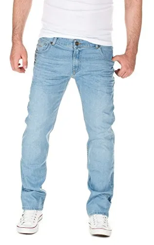 WOTEGA Herren Jeans Travis Slim-Fit, Blau (Blue Denim 411), W33/L30 - Stylische Slim-Fit Jeans aus hochwertigem Baumwoll-Denim für optimalen Tragekomfort. Coole Used-Waschung und 5-Pocket Style vereinen Funktionalität und modernes Design.