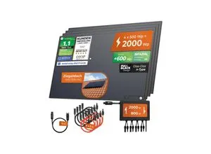 Solarway® Balkonkraftwerk 2000W - Komplettset mit bifazialen Solarmodulen - Solaranlage für nachhaltige Energiegewinnung, inklusive neuestem 2000W Wechselrichter und 4 x 500W bifazialen Solarmodulen für maximale Effizienz.