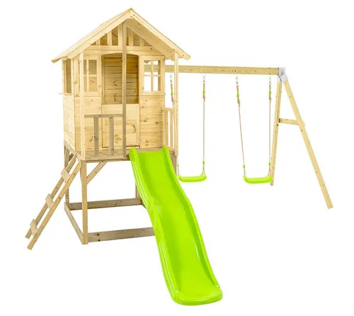 Zwerkules Spielhaus Villa 3 - Spielhäuser: Kreatives Stelzenhaus mit Rutsche und Schaukel aus FSC®-zertifiziertem Holz für unvergessliche Abenteuer im Garten!