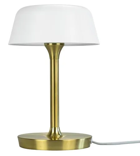 Tischlampe, Tischleuchte, Nachttischlampe, Schreibtischlampe, LED Leselampe, Valencia weiß Messing