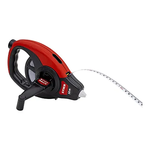 STIER Stahlbandmaß 50 m - Messgeräte für präzise Messungen auf langen Strecken, mit langlebigem Kunststoff-Gehäuse und ergonomischem Griff für optimalen Halt. Ideal für Handwerk und Industrie.