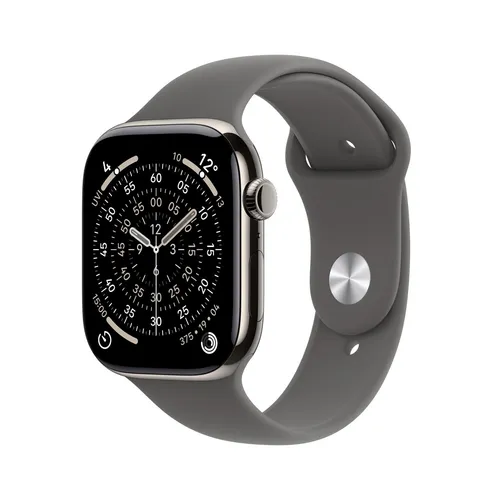 Apple Watch Series 11 GPS + Cellular 42 mm - Titangehäuse & Sport Band Steingrau M/L - Fitness & Gesundheit - Erhalte wertvolle Gesundheitsinfos wie Bluthochdruck-Mitteilungen und bleibe aktiv mit der Apple Watch Series 11.