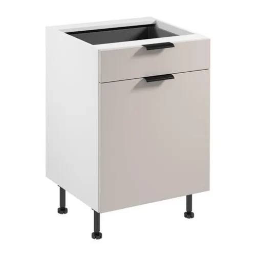 Küchenschrank Unterschrank Weiß mit Soft-Close-Tür - Moderner Küchenschrank mit 1 Schublade und 2 Regalfächern. Ideal für zusätzlichen Stauraum in Küche oder Esszimmer. Verstellbare Füße sorgen für Stabilität und Anpassungsfähigkeit.