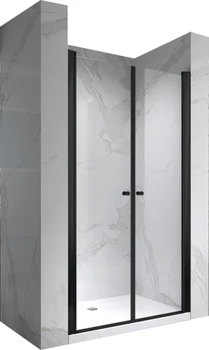 i-flair Dusch-Doppelflügeltür Lima BLACK, 68x195 cm - Elegante Duschtür aus 6 mm ESG-Sicherheitsglas mit hochwertigem schwarzen Aluminium. Justierbar von 68-72 cm, bietet sie eine automatische Hebe- und Senkfunktion für optimale Dichtigkeit.