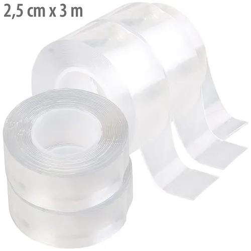 AGT 12m Doppelseitiges Nano-Klebeband, 2,5 cm Breite, Tragkraft 110 g/cm²
