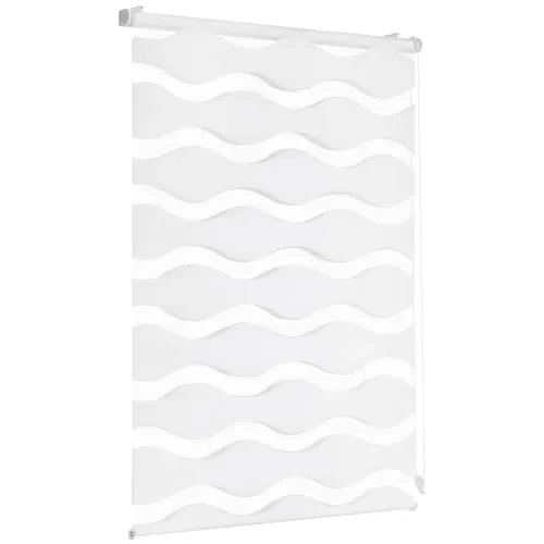 Doppelrollo Wellen Duo-Rollo Klemmfix 90x100cm in weiß von Sekey