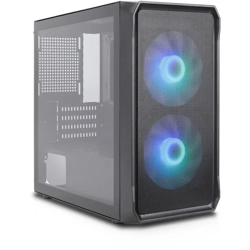 Silentware Air 10 Black mATX PC-Gehäuse - Stylisches mATX PC-Gehäuse in Schwarz mit Mesh-Front und 2x 140mm A-RGB Lüftern für optimale Kühlung und individuelle Beleuchtung.