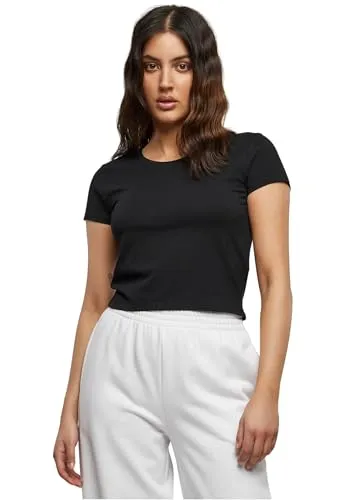 Urban Classics Damen Ladies Stretch Jersey Cropped Tee T-Shirt,, per pack Schwarz (black 00007), X-Large (Herstellergröße: XL)