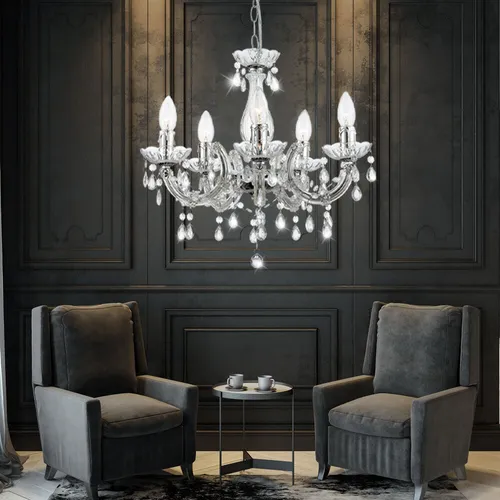 Eleganter LED Kronleuchter mit Kristall-Dekor in weiß von Globo