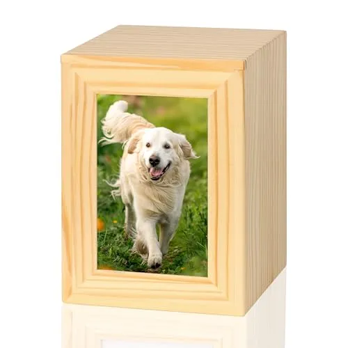 DiDiBirDi Hundeurne,Holz Gedenkurnen Gedenkbox für Haustiere mit Fotorahmen | Holz für Haustiere Urne für Hunde oder Katzen,Katzenurne 50kg