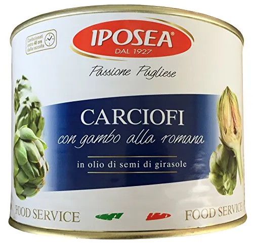 Artischocken mit Stielen in Sonnenblumenöl eingelegt IPOSEA 1900g, ATG 1100g - Carciofi con Gambo alla Romana
