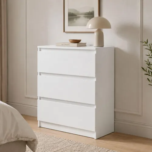 Home Collective Kommode Sideboard mit 3 Schubladen – Modernes Design in Weiß