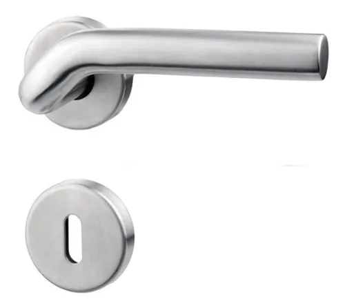 Connex SM02855790 Türbeschlag, Rosettengarnitur aus rostfreiem Edelstahl, Objekt 3, Buntbart Schlüssellochung mit Hochhaltefeder, verdeckte Verschraubung