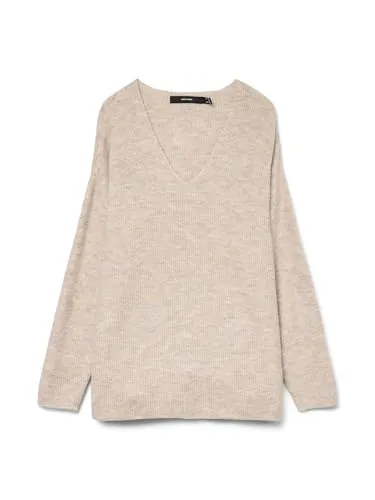 VERO MODA Strickpullover mit V-Ausschnitt für Damen - Stylischer Langarm-Sweater aus hochwertigem Material, ideal für den Alltag oder besondere Anlässe. Bequem und modisch kombinierbar.