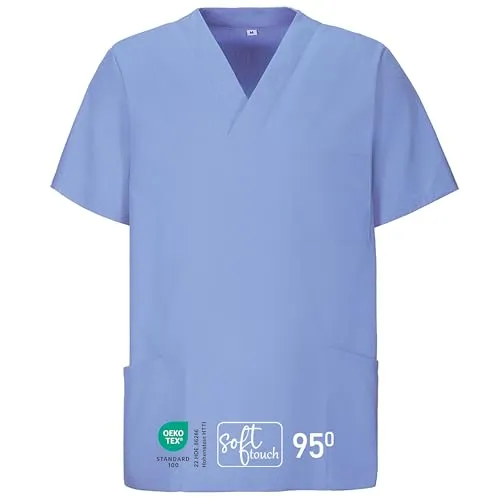 EXNER Medizinischer Schlupf-Kasack, OP-Kasack, Unisex, für Krankenpflege, Altenpflege, Farbe Light Blue, Größe L