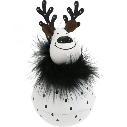 Deko-Rentier Metall Weiß Schwarz Advent Dekofigur H15,5cm Ø8cm Weihnachtsdeko