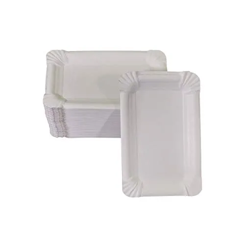 Wimex 100 Flache Pappteller weiß eckig 11 x 17 cm von Wimex