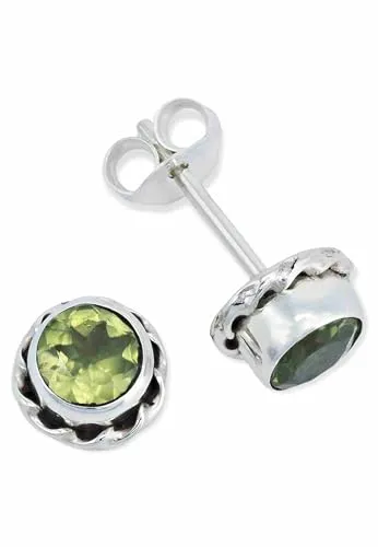 Ohrstecker 925 Silber Peridot leuchtend grüner Stein Edelstein Ohrringe echt Silber Damen Sterling Silber Stecker Geschenk(MOS-024-59)