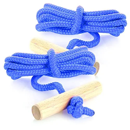 com-four® 2X Premium Schlittenleine mit Holzgriff, extra Starkes Rodelzubehör Zugseil für Schlitten, Made in Germany!