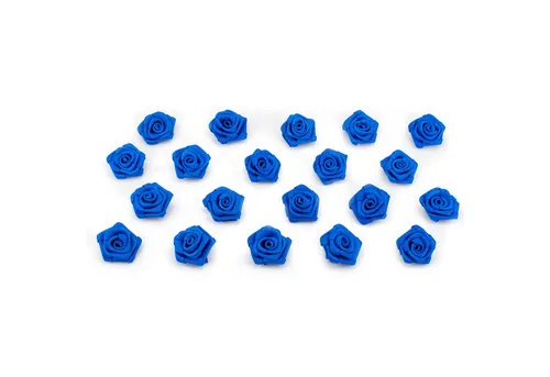 Creativery Streudeko, Satinrosen 2cm zum Basteln & Aufnähen 20 Stück Blau