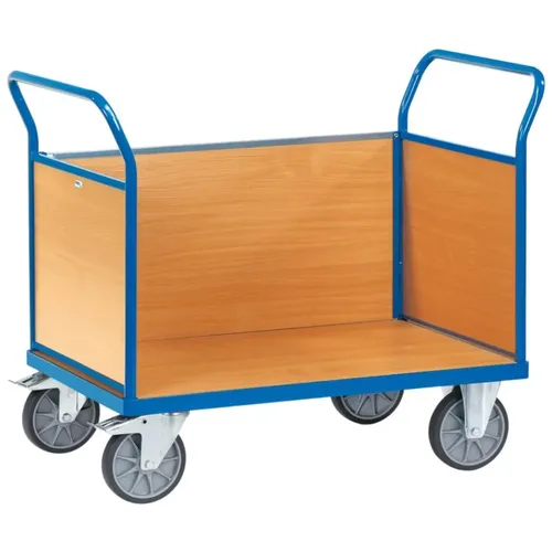 Fetra Transportwagen Dreiwandwagen 2533, 1200 x 800mm - MultiVario-Transporter mit 600 kg Tragkraft, robustem MDF in Buchedekor und flexibler TPE-Bereifung für einfache Handhabung und Langlebigkeit.