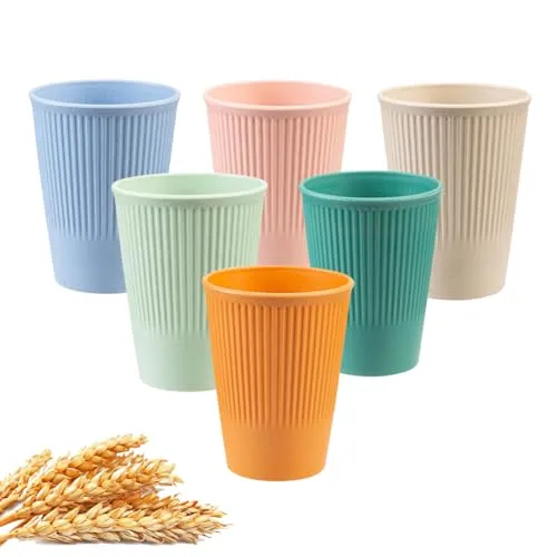 LiangYuanZen 6 Stück Kaffeetassen und Trinkbecher aus Gesundes PP, Mikrowellen- und Spülmaschinenfest (Wasser, Milch, Tee)