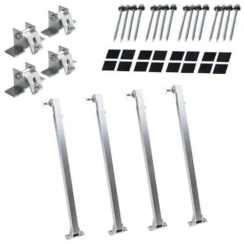 Solarmodul Halterung für Balkonkraftwerk Silber (30-60°) 2 Panele, Aufständerung für Solarpanel, Verstellbare Solar Halterung , Aluminiumrahmen für Photovoltaikanlagen, Wetterfest und Robust, 0% Mwst
