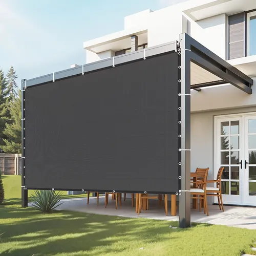 VEVOR 90% Sonnenschutz Sonnensegel (305 x 305 cm), Sonnensegel aus 140 g/m² HDPE-Material für den Außenbereich, Terrasse, Garten, Hinterhof (Schwarz)