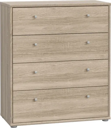 Kommode >Tembi< in Sonoma Eiche - 73,7x85,5x34,8cm - Stylische Kommode in Sonoma-Eiche-Optik mit 4 geräumigen Schubkästen. Ideal für Ordnung und Stauraum in jedem Raum. Maße: 73,7 cm breit, 85,5 cm hoch, 34,8 cm tief.