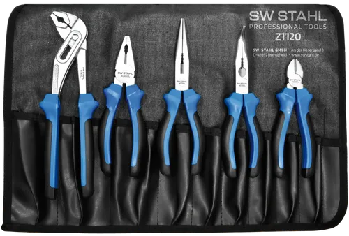 SW-Stahl Zangen-Set 240, 180, 160, 200mm - 5-teiliges Elektroinstallation Zangen-Set aus Chrom-Vanadium-Stahl, ergonomische Griffe für sicheren Halt und schwere Griffschutzisolierung für zusätzlichen Schutz bei elektrischen Arbeiten.