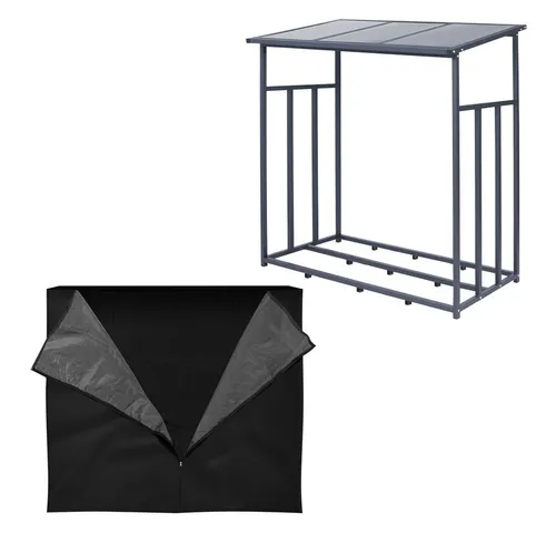 ML-Design Metall Kaminholzregal Anthrazit XL 143 x 70 x 145 cm