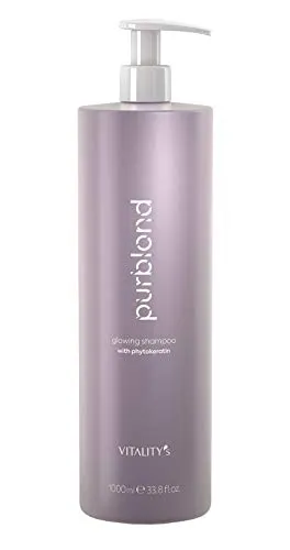 Vitality's Purblond Glowing Shampoo 1000 ml - Shampoo für blondes Haar, neutralisiert warme Reflexe mit violetten Pigmenten und sorgt für kühle Farbfrische. Ideal für alle Blondnuancen.