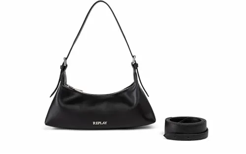 REPLAY Damen FW3729 Handtasche, 098 Black - Damen-Henkeltaschen aus hochwertigem PU, stilvoll und ideal für jeden Anlass