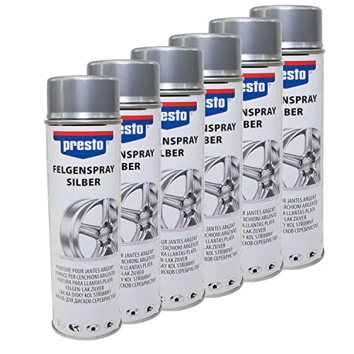 Produktbild Felgenspray Silber Felgensilber Felgenlack Lackspray Presto 428924 6 X 500 ml