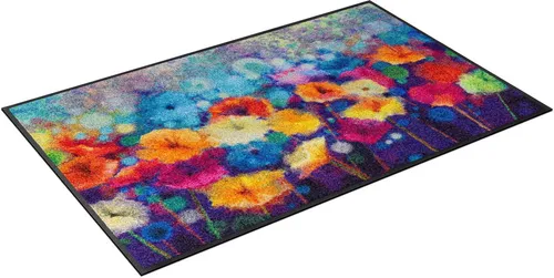 wash+dry Fußmatte Flowerlover 50x75 cm - Waschbar und Rutschfest - Hochwertige Fußmatte für innen und außen, waschbar bis 60°C, rutschfest und trittschalldämmend. Ideal für Allergiker und Tierbesitzer, hergestellt in Europa.