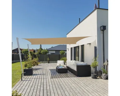Sonnensegel Capri Rechteck 4x5m sand - Rechteckiges Sonnensegel aus hochwertigem HDPE, idealer Schutz vor UV-Strahlen für Garten, Terrasse oder Balkon.