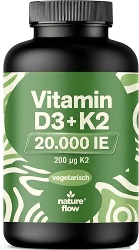 Vitamin D3 K2 hochdosiert – 365 Tabletten mit 20000 IE