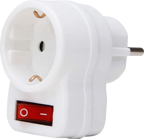Kopp Zwischenstecker mit Schalter 470112003 - Steckdosen & Zubehör mit rot-leuchtendem Ein-AUS-Schalter, ideal zum Abschalten von Standby-Verbrauchern und erhöhtem Berührungsschutz, max. Anschlussleistung 3600W