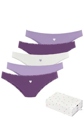 LASCANA Brasilslip Geschenk Box (5er-Pack) mit süßen Herzchen-Prints und aus elastischer Baumwoll-Qualität