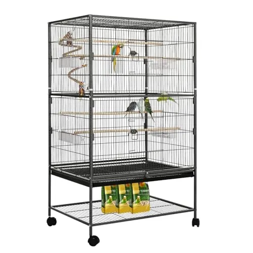 LIFERUN großer Vogelkäfig aus Metall mit Rollen von LIFERUN