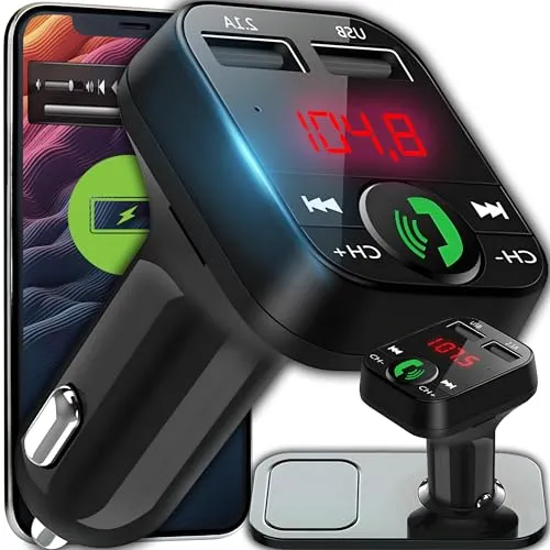 Retoo Bluetooth FM Transmitter mit Dual USB Ladegerät, SD TF Kartenleser und Digitalanzeige, Freisprecheinrichtung Car Kit, Auto Audio Adapter, Universelles Ladegerät für GPS-Geräte