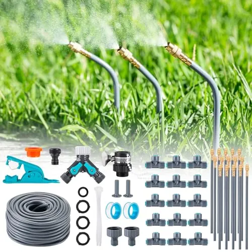 360° Automatisches Garten Bewässerungssystem, Tropfbewässerung mit Präziser Durchflussregelung, Sprinklersystem Kühlsystem für Gewächshaus, Hochbeet, Terrasse, Balkontopfpflanzen (20M)